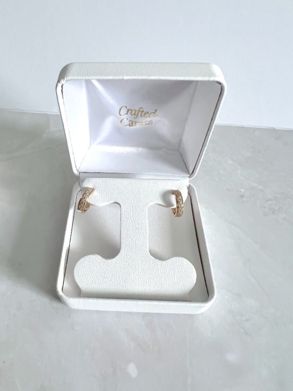 Double Row Pavé Diamond Huggie Hoop Earrings 24K Yellow Gold Finish